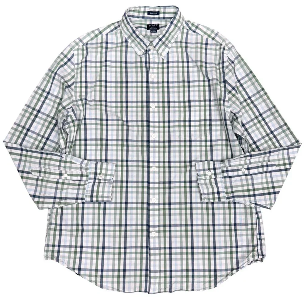 J. CREW Men's EUC Classic Fit Flex Washed Plaid Button Down‎ Shirt | Size XL